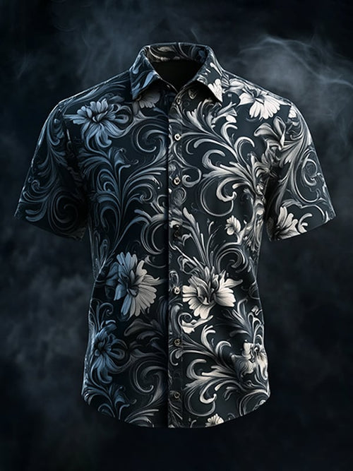 Men's Retro Gothic Pattern Short Sleeve Shirt