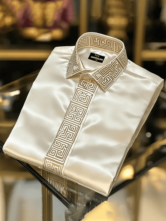 Men's Satin Luxe Print Short Sleeve Button Shirt