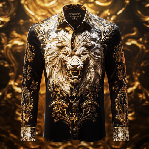 Men's Luxury Long-sleeved Shirt with Beast Print