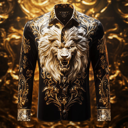 Men's Luxury Long-sleeved Shirt with Beast Print