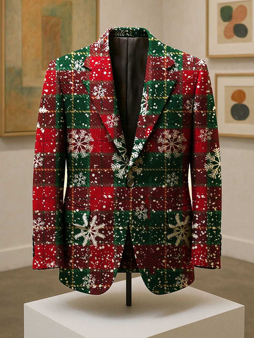 Men's Business Casual Large Pocket Notch Lapel Christmas Santa Blazers