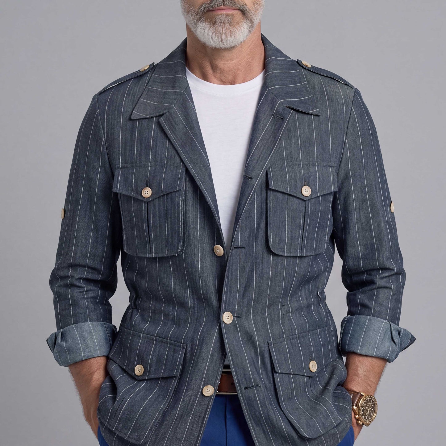 Men's Striped Casual Jacket
