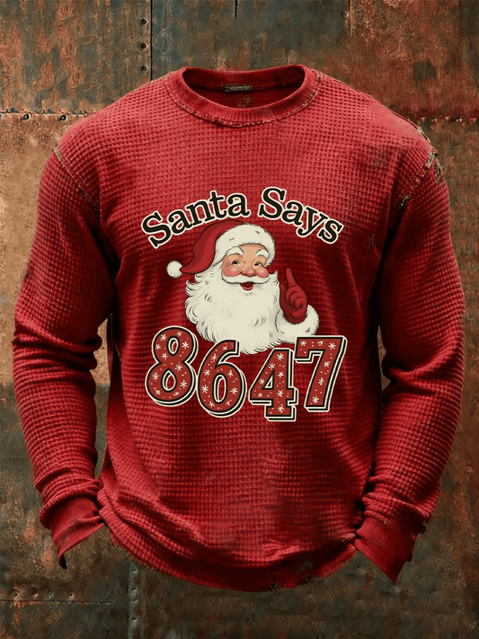 Men's Merry Christmas Santa Claus FDT Printed Casual Long-Sleeved Top