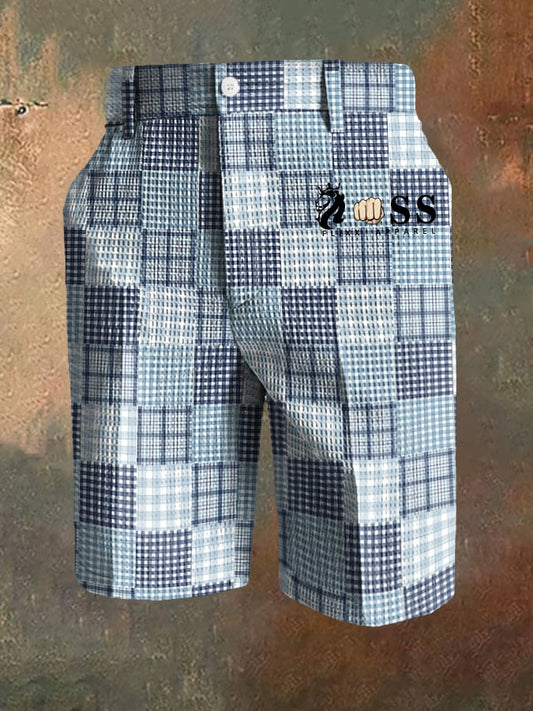 Men's Casual Plaid Waffle Pants