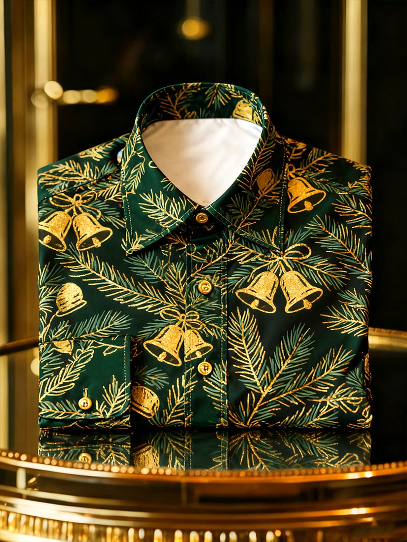 Men's Christmas Holiday Button-Down Long Sleeve Shirt