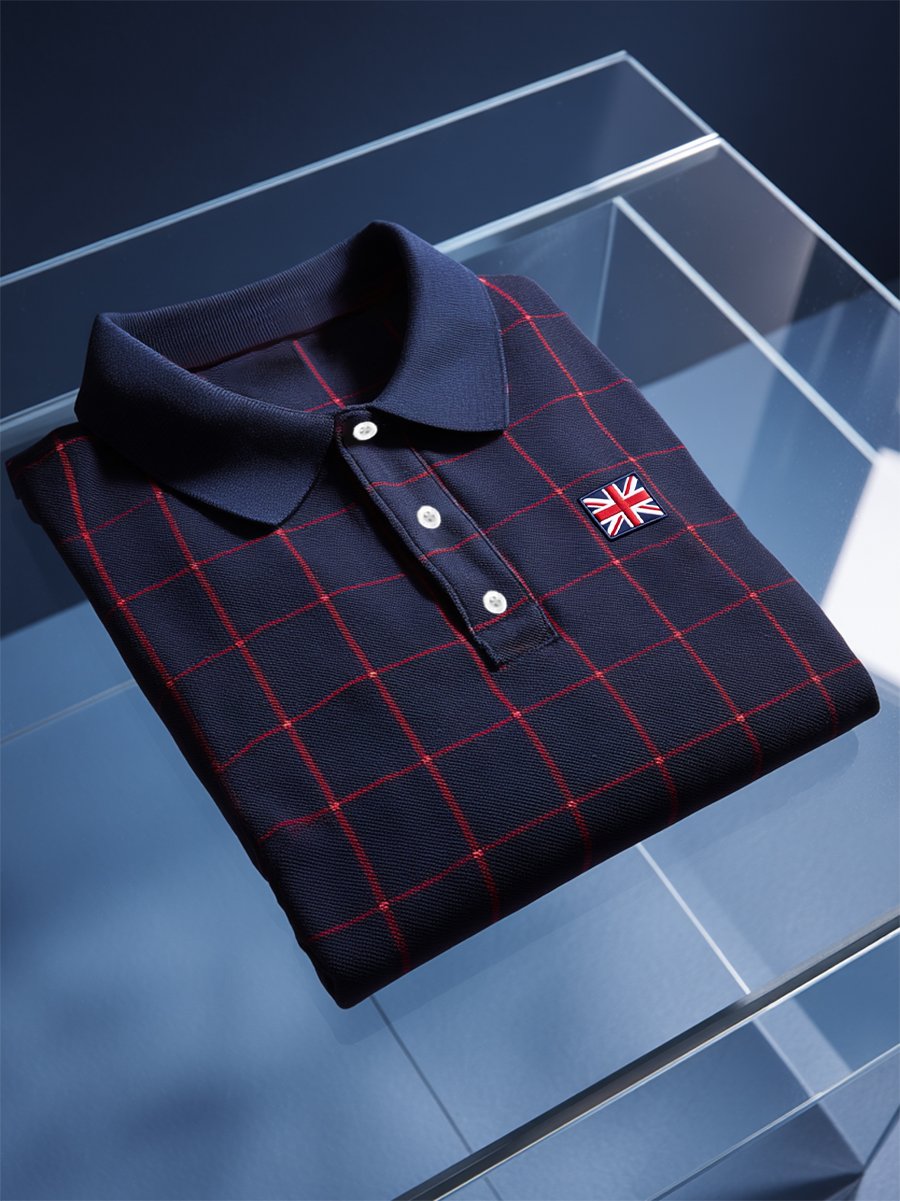 Men's Business Casual Union Jack Button Short Sleeve Polo Shirt