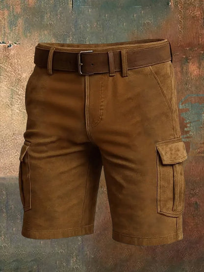 Men's Casual Vintage Suede Outdoor Work Shorts