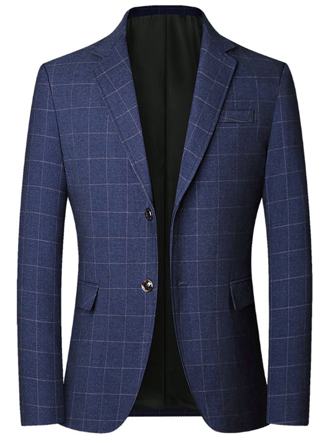 Men's Work Office Notched Collar Plaid Regular Fit Blazer