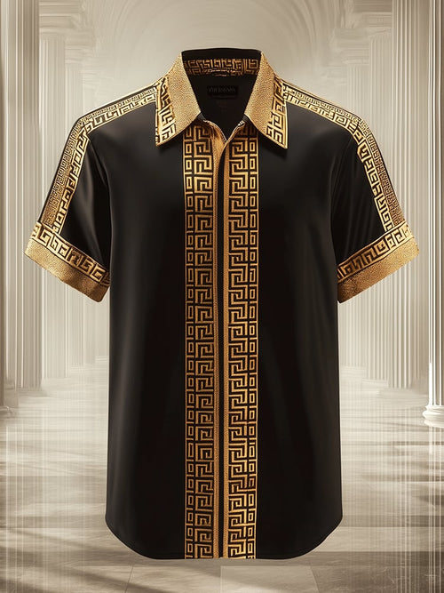 Men's Satin Luxe Print Short Sleeve Button Shirt