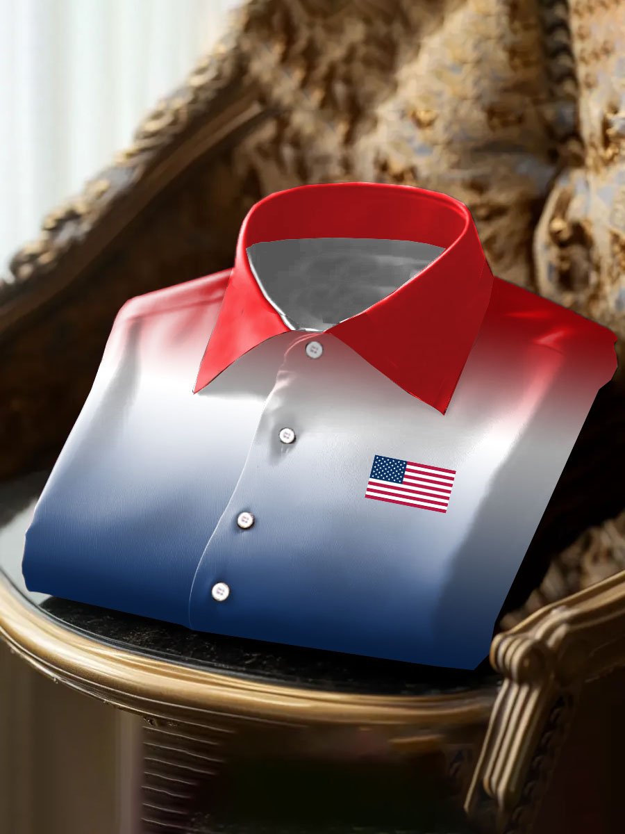 Men'S Retro Independence Day Printed Shirt