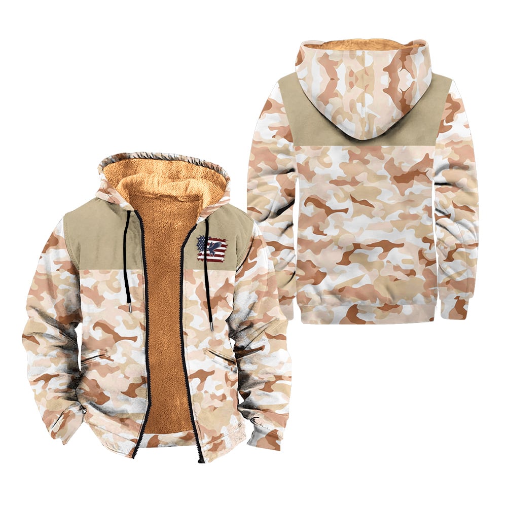 Men's Vintage Western Tiger Camouflage Print Fleece Zipper Jacket