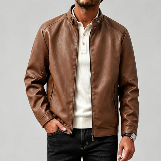 Men's Casual PU Leather Jacket