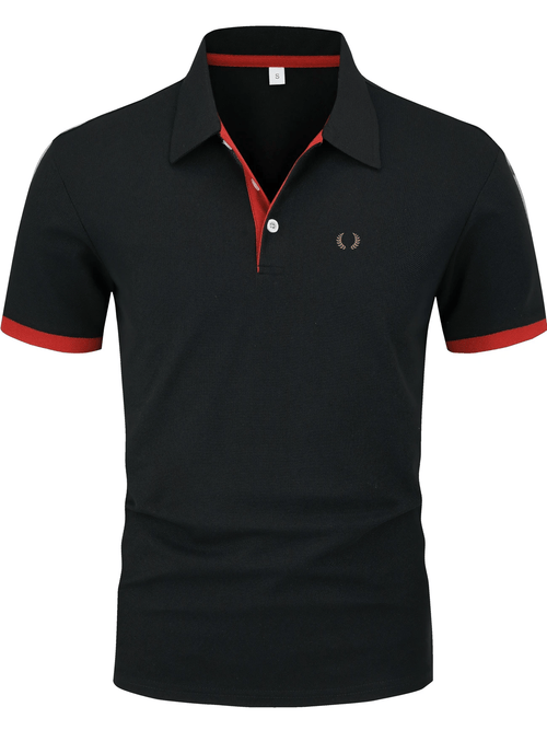 Men's Business Logo Button-Down Short Sleeve Polo Shirt