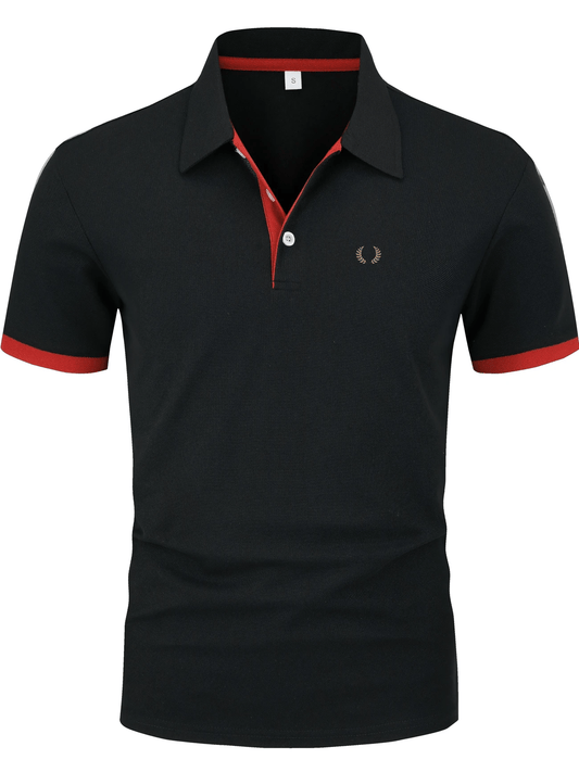 Men's Business Logo Button-Down Short Sleeve Polo Shirt