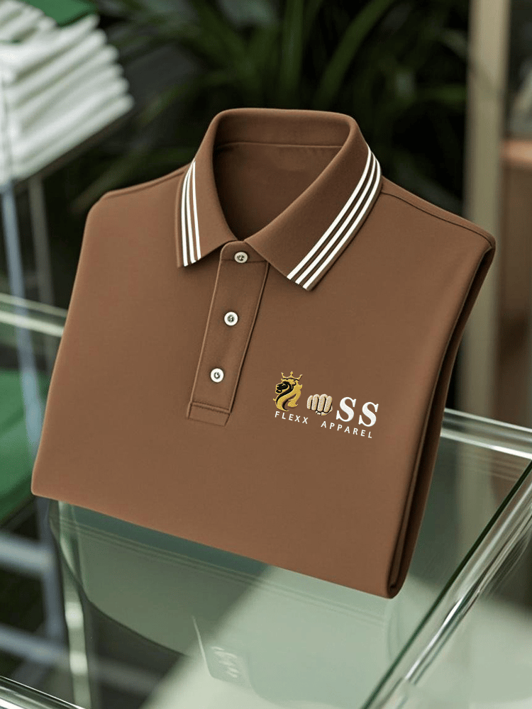 Men's Business Casual Printed Short Sleeve Polo Shirt
