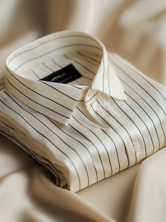 Men's Business Casual Striped Lapel Short Sleeve Shirt
