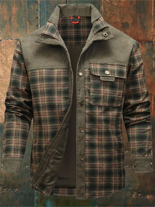 Men's Casual Retro Western Style Plaid Jacket