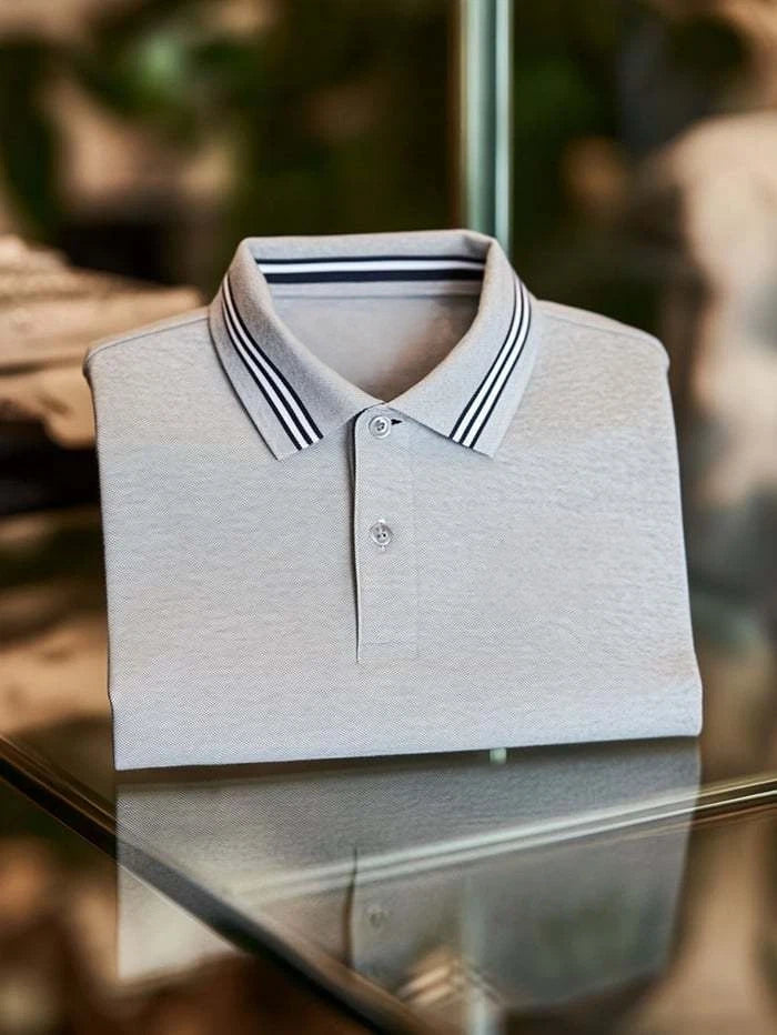 Men's Classic Business Logo Button Short Sleeve Polo Shirt