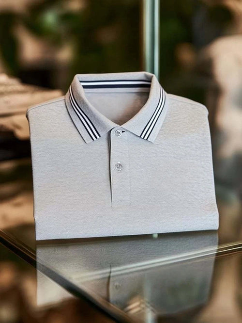 Men's Classic Business Logo Button Short Sleeve Polo Shirt