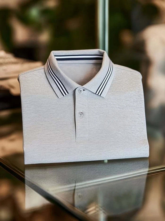 Men's Classic Business Logo Button Short Sleeve Polo Shirt