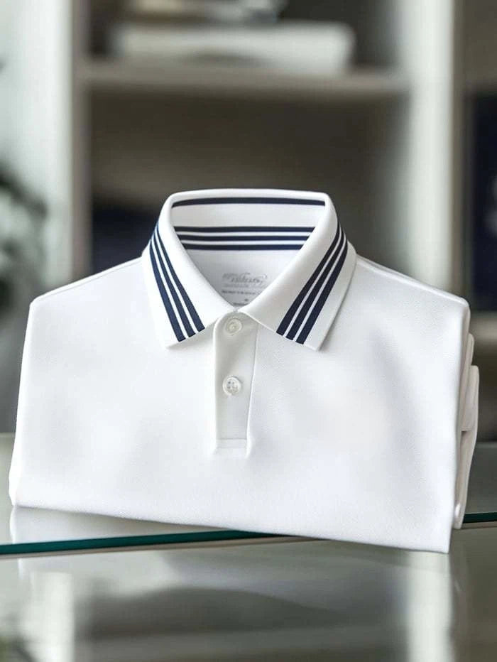 Men's Classic Business Logo Button Short Sleeve Polo Shirt