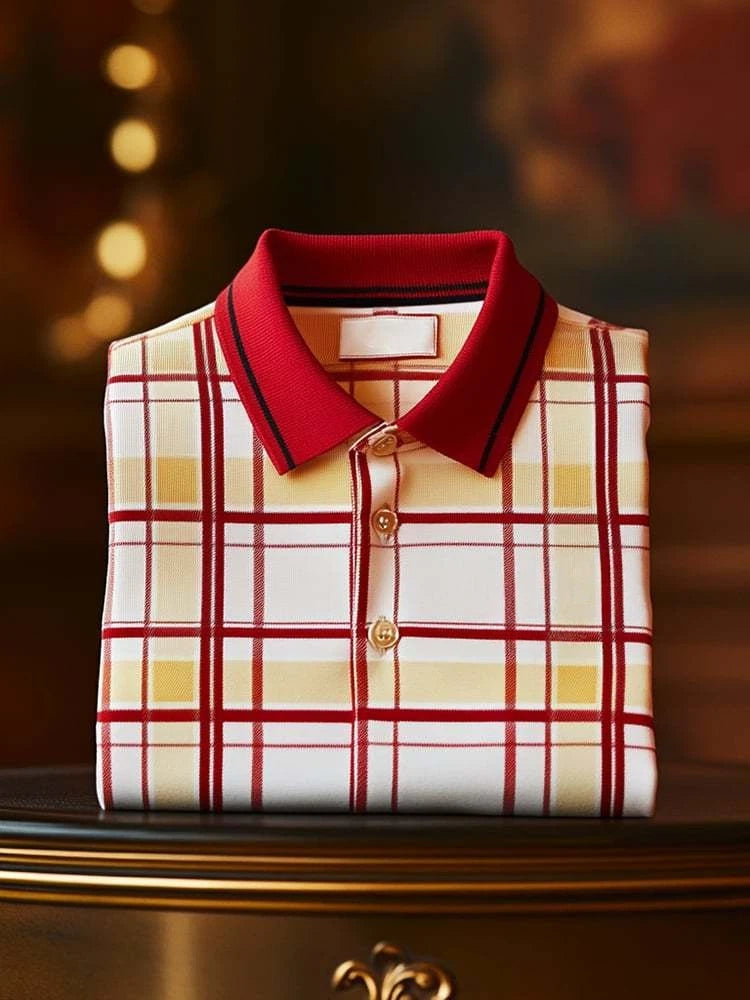 Men's Classic Business Logo Button Short Sleeve Polo Shirt