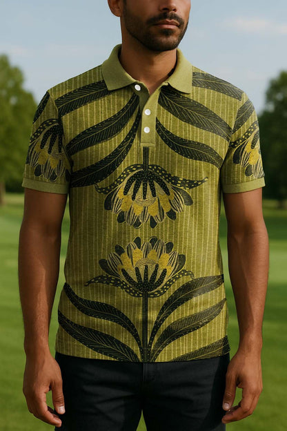 Men's Classic Business Old Money Button Short Sleeve Polo Shirt