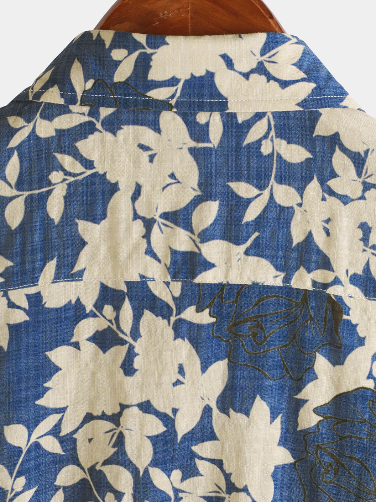 Men's Vintage Floral Blue Casual Beach Short Sleeve Shirt