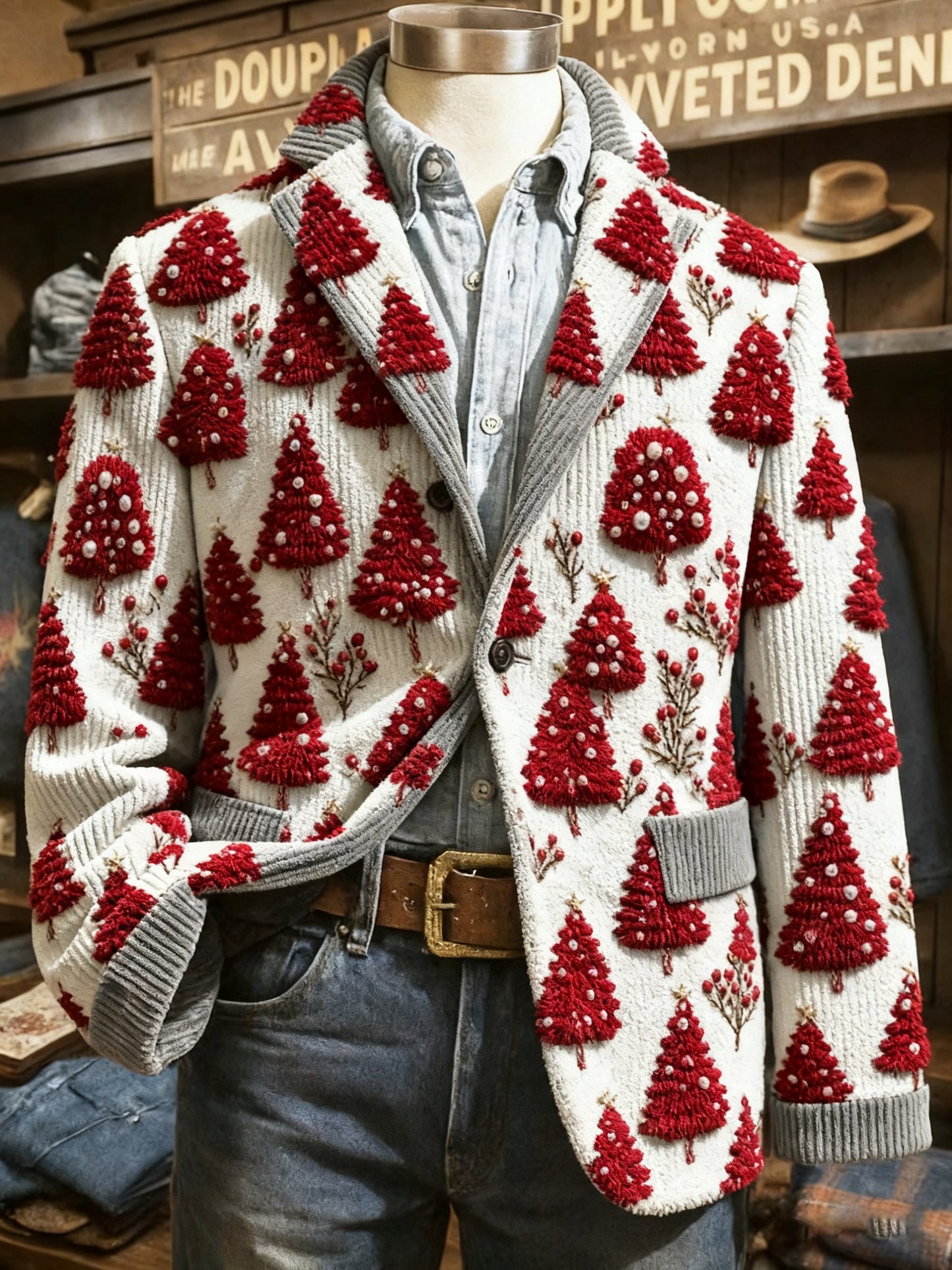 Men's Vintage Christmas Patchwork Casual Jacket