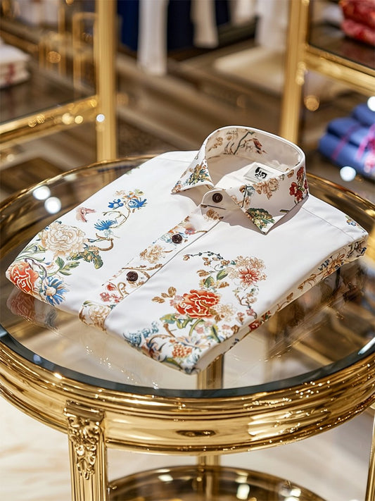 Men's Resort Floral Print Long Sleeve Shirt