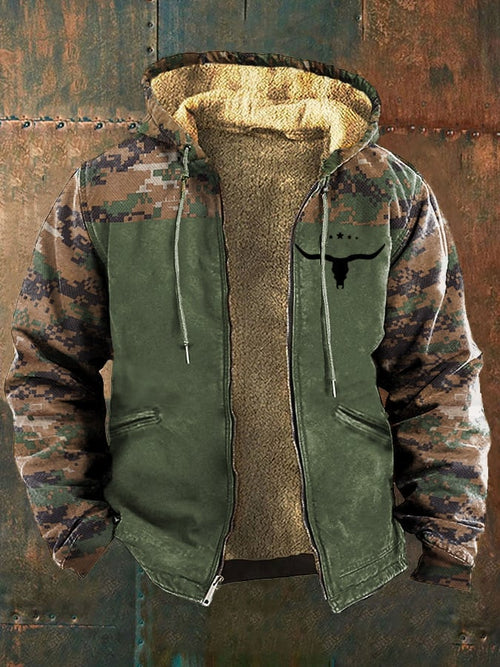 Men's Camouflage Print Western Fleece Jacket