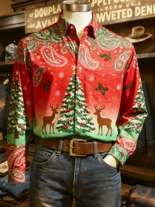 Men's Casual Christmas Long Sleeve Shirt