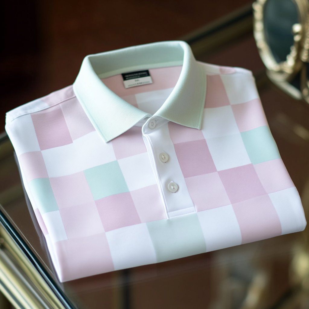 Men's Business Casual Jacquard Button Short Sleeve Polo Shirt