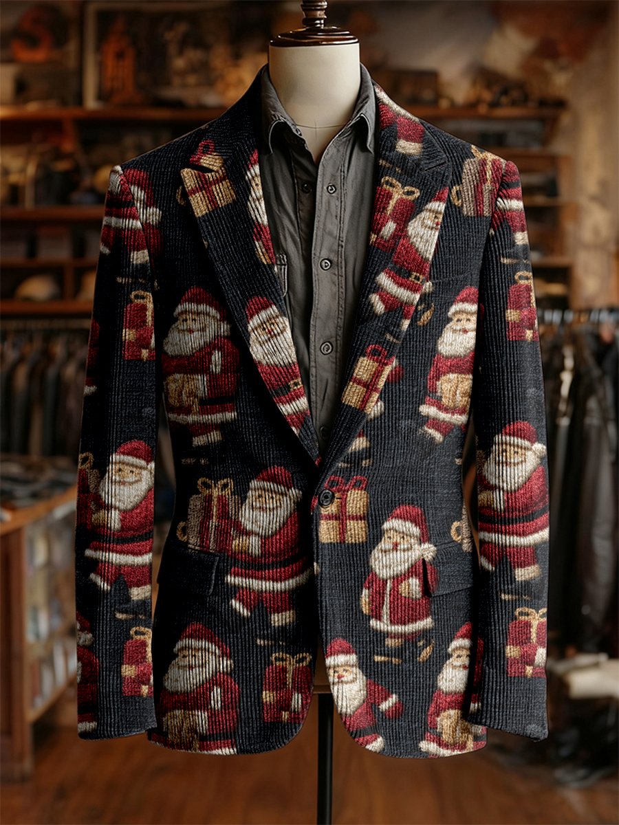 Men's Vintage Casual Christmas Party Corduroy Blazer