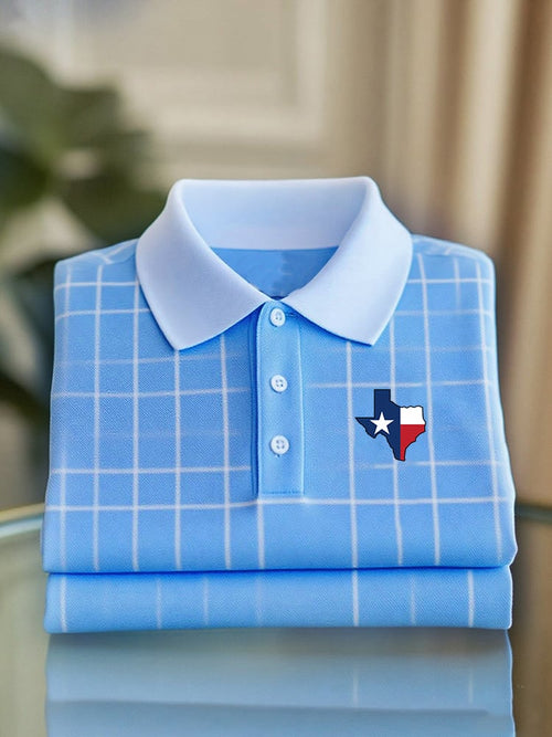 Men's Business Casual Texas Button Short Sleeve Polo Shirt