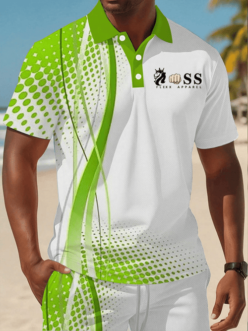 Men's Retro Letter Design Printed Casual Comfortable And Breathable Polo Shirt