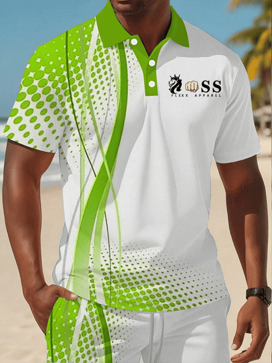Men's Retro Letter Design Printed Casual Comfortable And Breathable Polo Shirt