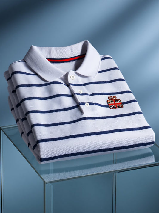 Men's Business Casual Union Jack Button Short Sleeve Polo Shirt