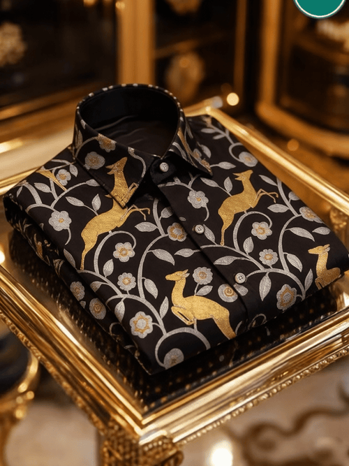 Men's Silk Quiet Luxury Baroque Burgundy Business Shirt