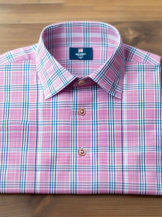 Men's Business Plaid Short Sleeve Shirt