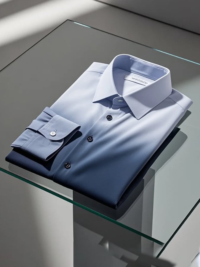 Men's Gradient Lapel Long Sleeve Shirt