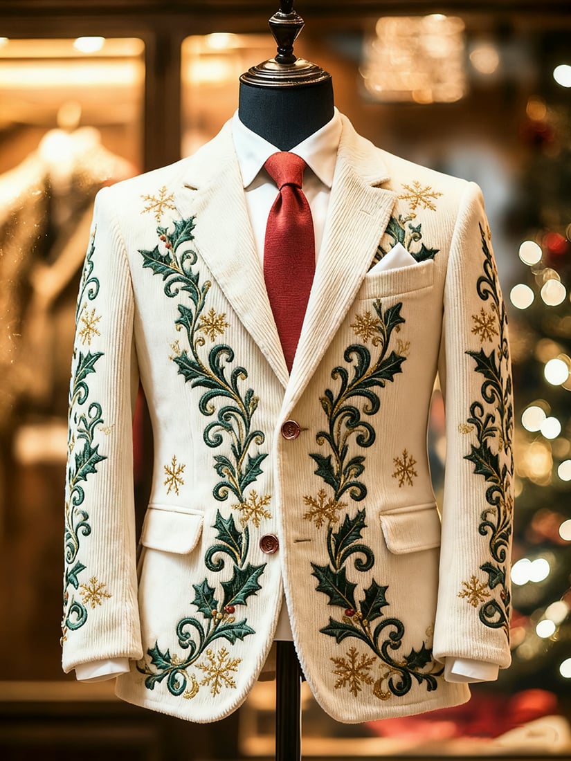 Men's Vintage Casual Christmas Party Corduroy Blazer