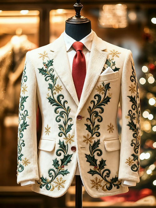 Men's Vintage Casual Christmas Party Corduroy Blazer