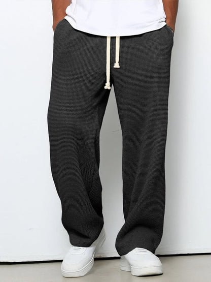 Men's Waffle Casual Loose Straight Trousers