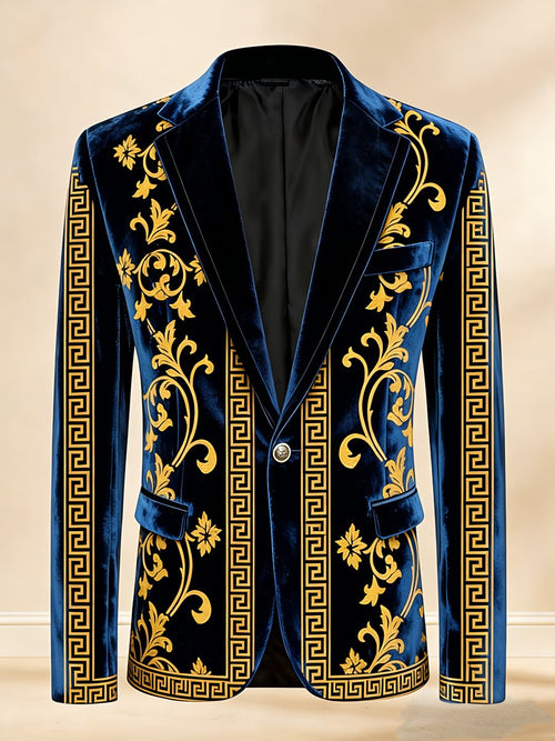 Men's Luxury Printed Business Velvet Suit Jacket