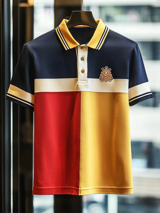 Men's Business Casual Button Short Sleeve Polo Shirt