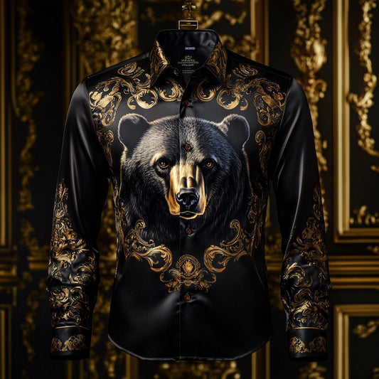 Men's Luxury Long-sleeved Shirt with Beast Print