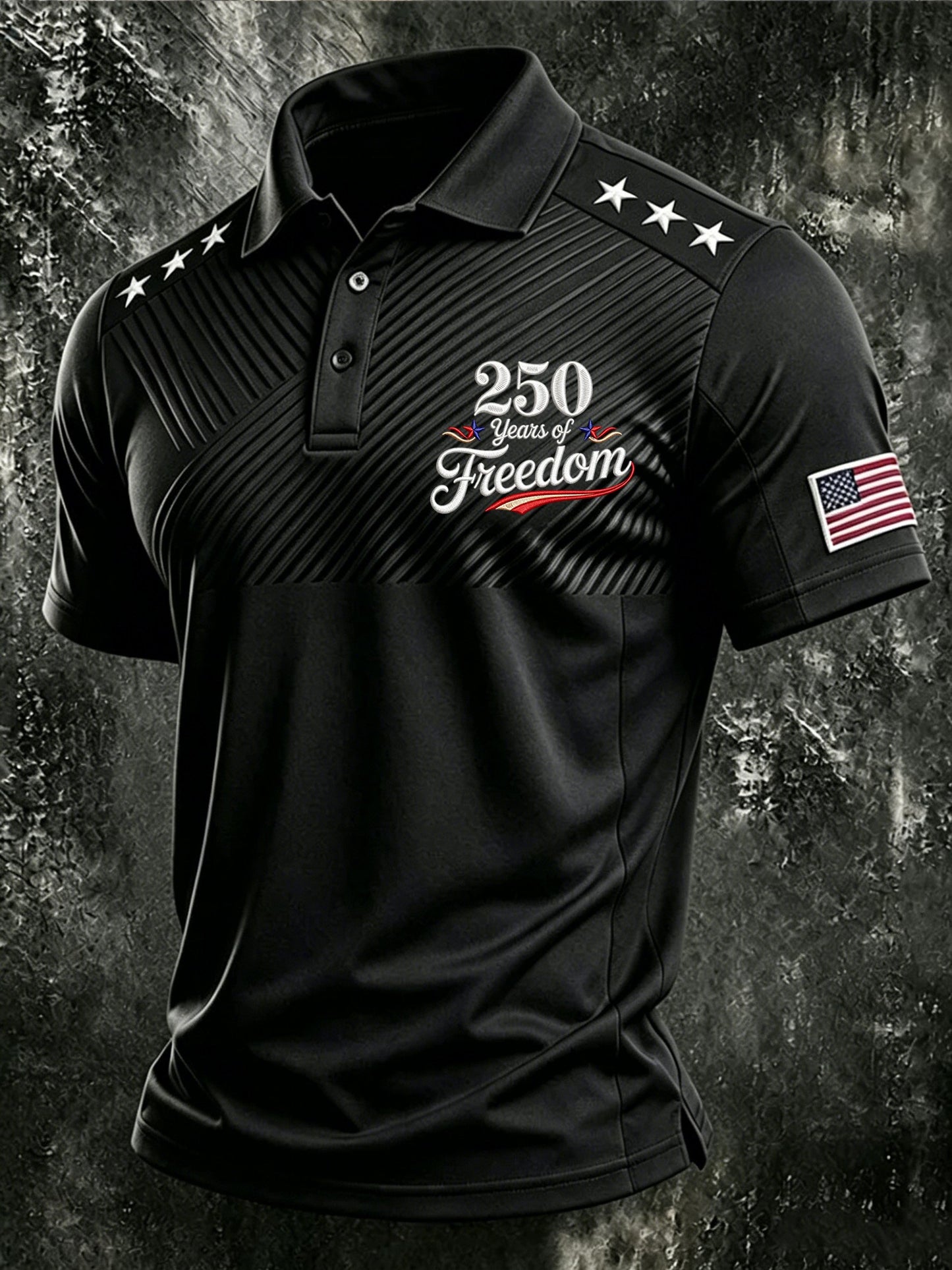 Men's American Flag Print Polo Shirt
