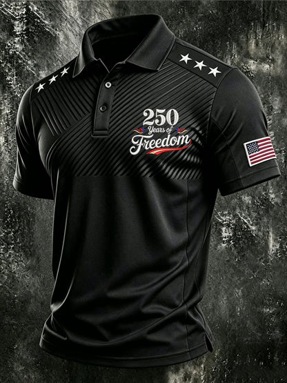 Men's American Flag Print Polo Shirt