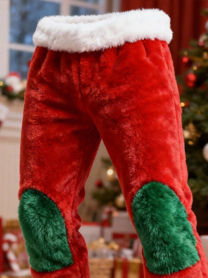 Men's Christmas Warm Patchwork Fleece Pants